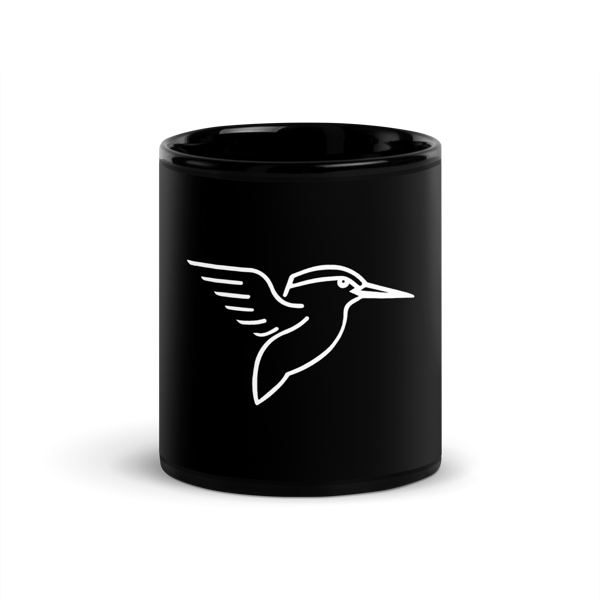 Tasse schwarz/weiß mit Glacavis-Eisvogel