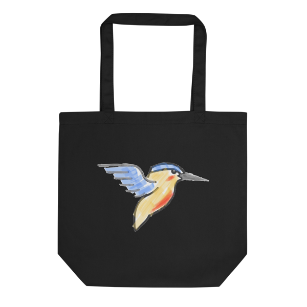 Tasche schwarz mit buntem Eisvogel