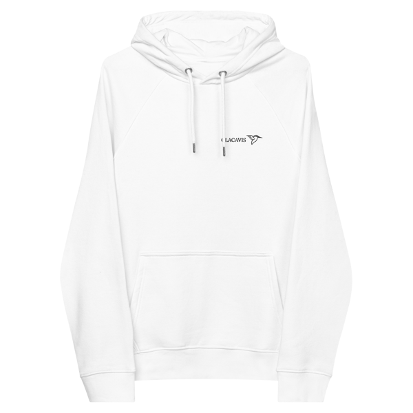 Premium Hoodie schwarz/weiß mit Glacavis-Eisvogel u. Text
